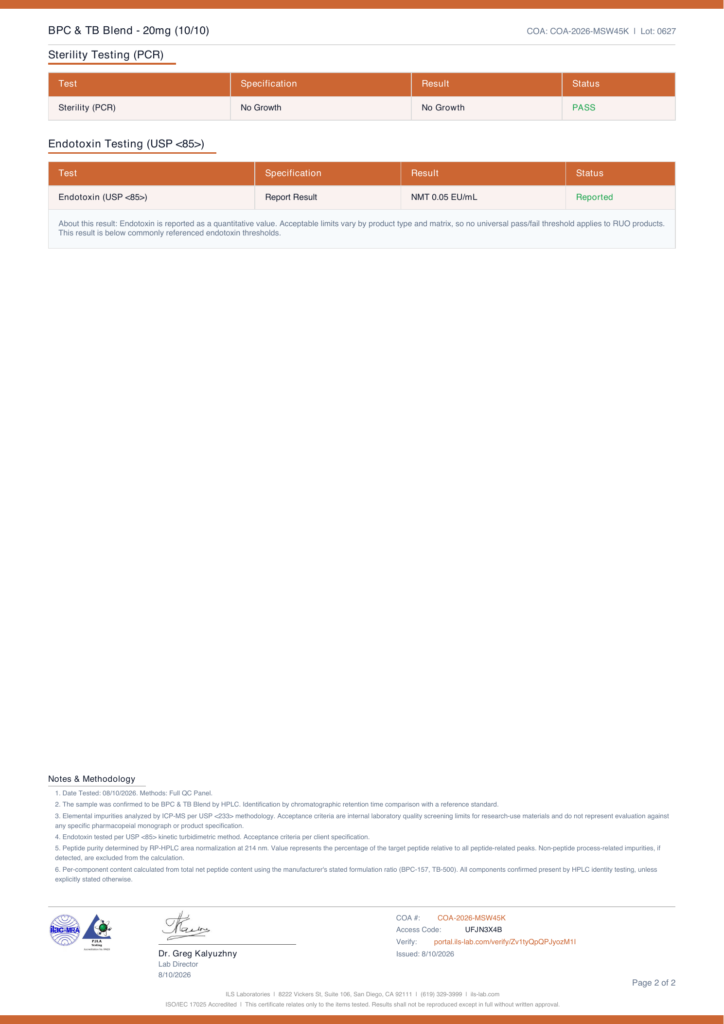 Endotoxin — BPC & TB Blend