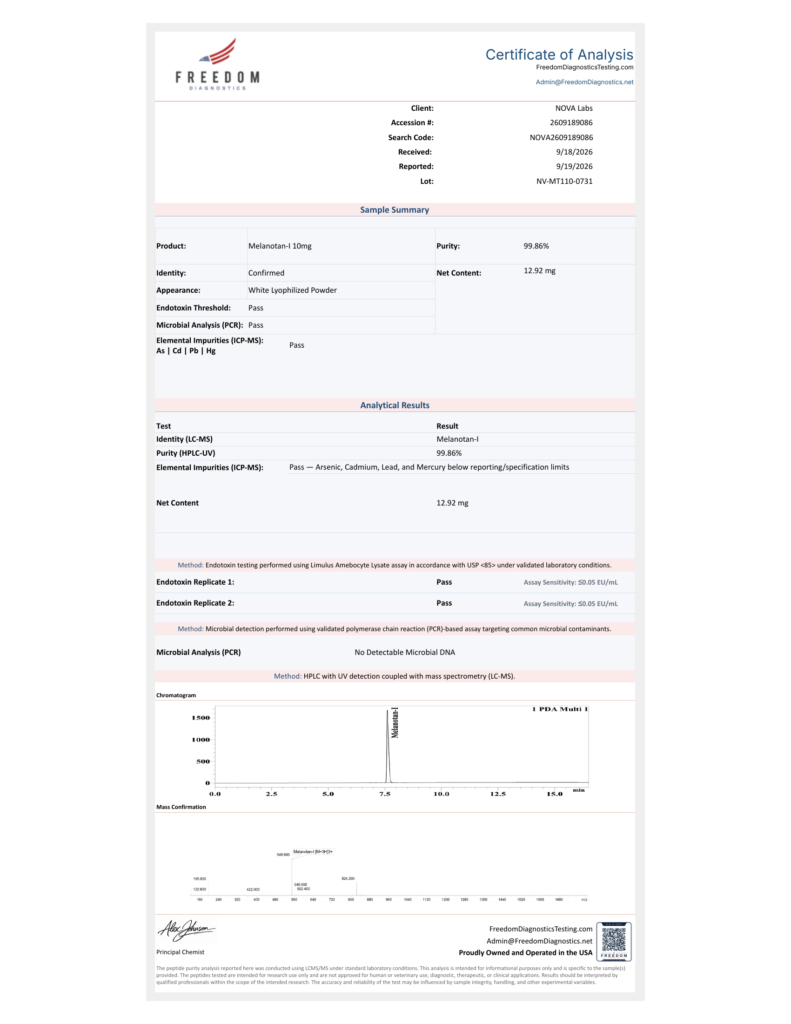Purity & Identity — Melanotan I (MT-1) Pen